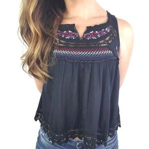 Free People | Cropped Tank Top Emberoidered Beaded